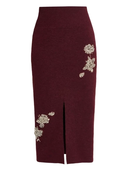 Юбка миди с украшением от ERDEM red