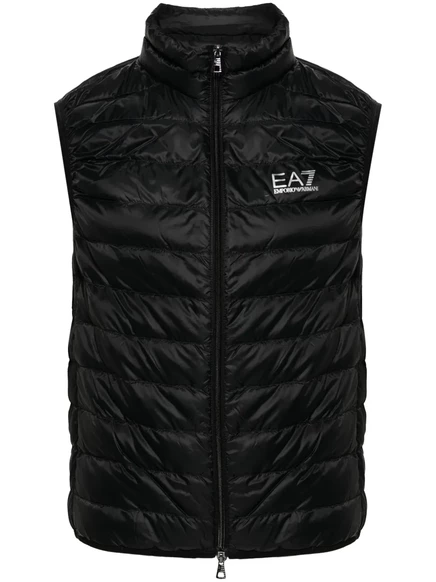 Мужской стёганый жилет EA7 Emporio Armani с логотипом, чёрный