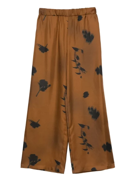 Женские брюки Max Mara с цветочным принтом, коричневые
