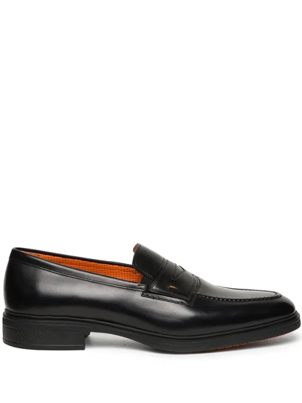 Мужские лоферы Santoni Easy из кожи, чёрные