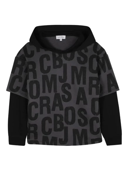 Толстовка с капюшоном Marc Jacobs Kids с принтом логотипа на всем протяжении grey
