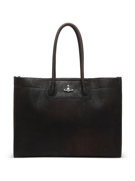 Унисекс сумка-тоут Vivienne Westwood Troy из телячьей кожи, коричневая