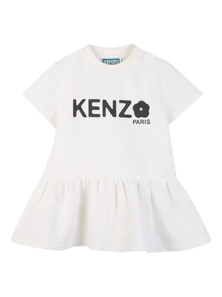 Платье для девочек KENZO KIDS с логотипом, белое