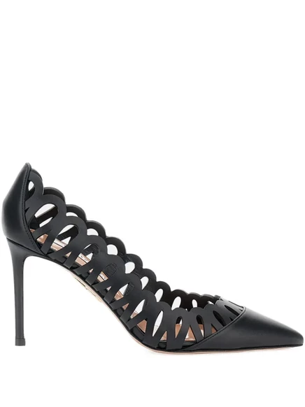 Туфли-лодочки из перфорированной кожи Aquazzura 85 мм black