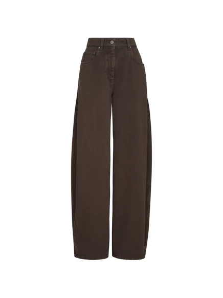 Женские широкие брюки Brunello Cucinelli, коричневые