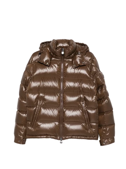 Мужской пуховик Moncler Maya с капюшоном, коричневый