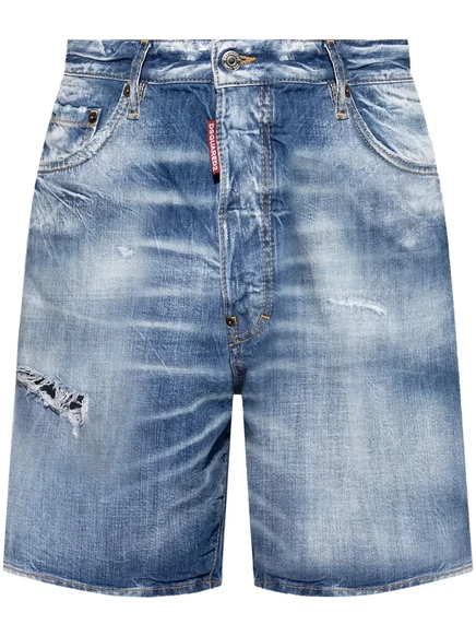 Мужские джинсовые шорты DSquared2, потертые, светло-голубые