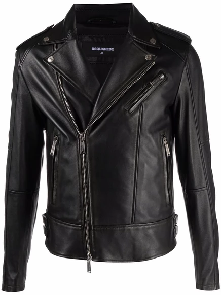 Мужская байкерская куртка dsquared2 из кожи, черная