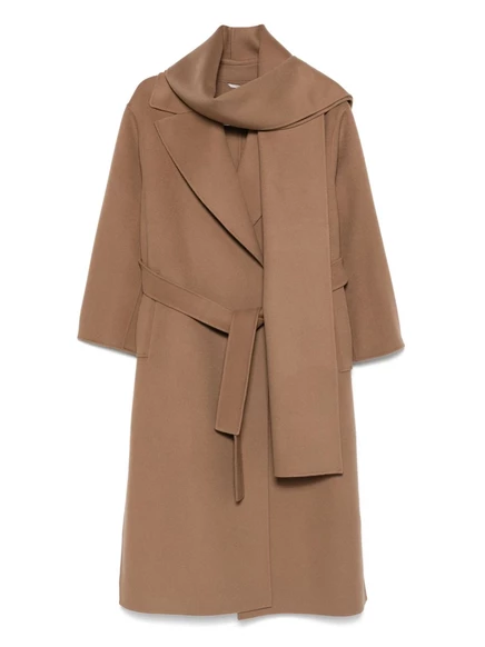 Женское пальто‑халат S. Max Mara на поясе, коричневое