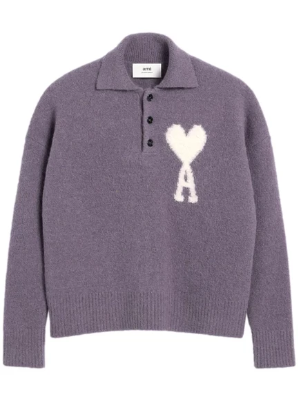 Свитер поло AMI Paris Ami De Coeur  purple
