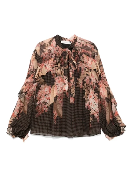 Блузка ZIMMERMANN Illuminate с развевающимися рукавами black
