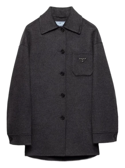 Пальто Prada с контрастным воротником и пуговицами black