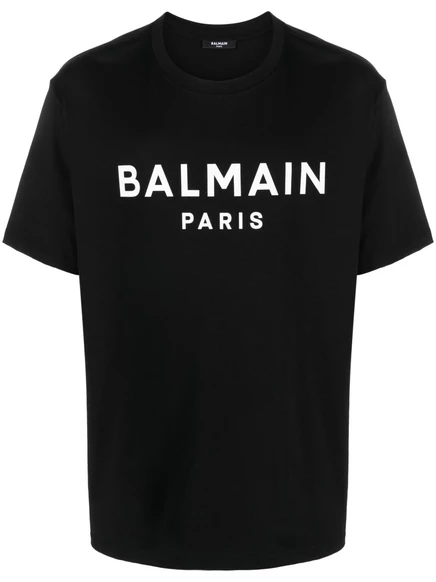 Хлопковая футболка с логотипом Balmain  black