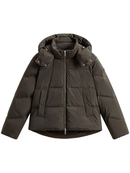 Женский пуховик Woolrich Alsea с капюшоном, темно-зеленый