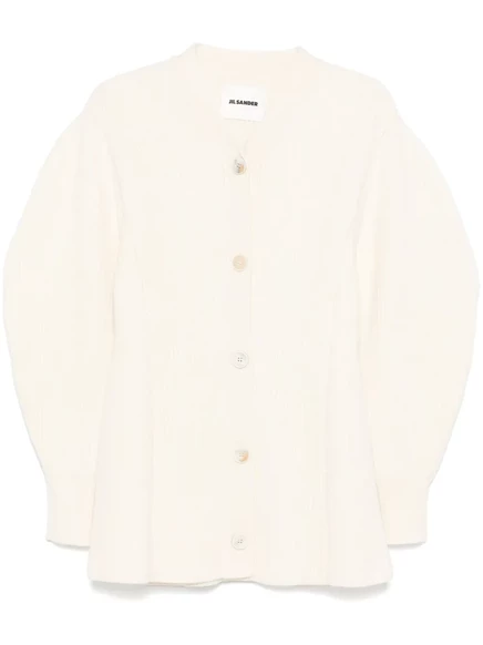 Женский кардиган Jil Sander в рубчик, шерстяной, белый