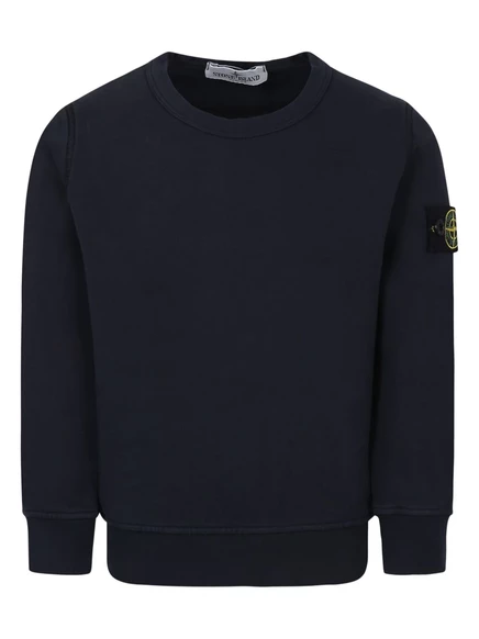 Детская толстовка Stone Island с шевроном, тёмно-синяя