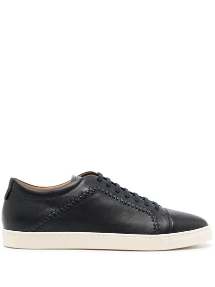 Кожаные кроссовки Giorgio Armani с отделкой в виде стежка black