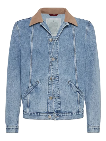 Джинсовая куртка Brunello Cucinelli с контрастным воротником blue