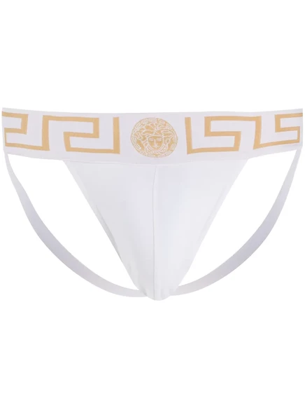 Мужской джокстрэп Versace Greca Border, белый