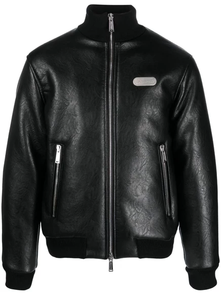 Мужская байкерская куртка DSquared2 из экокожи, черная