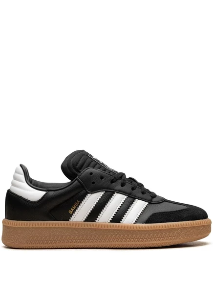 Кроссовки Adidas Samba XLG низкие, черно-белые с коричневой подошвой