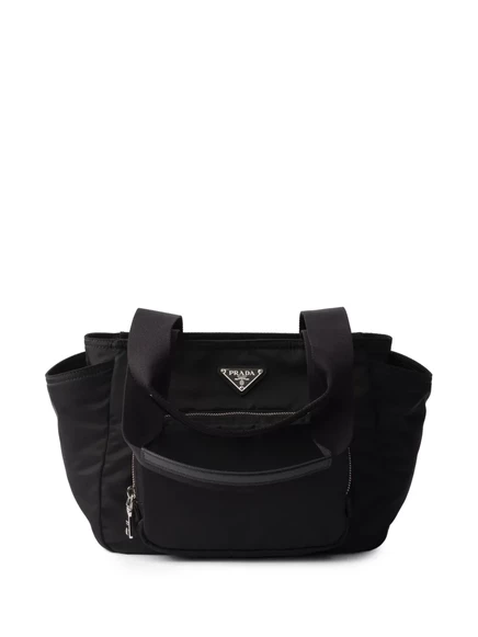 Сумка-тоут с логотипом Prada из переработанного нейлона black