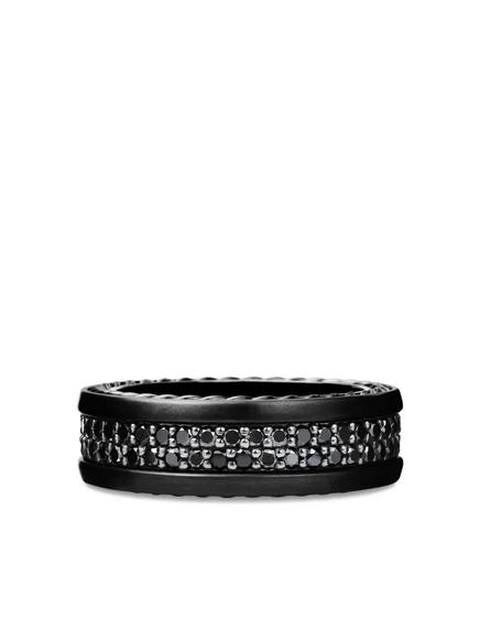 Мужское кольцо David Yurman Streamline Two-Row, 6.5 мм, черное