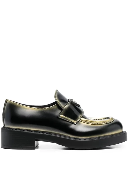 Кожаные мокасины с логотипом Prada в виде бляшки black