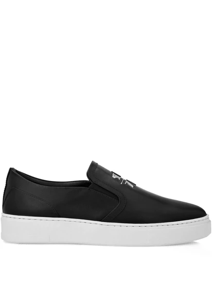 Кожаные кроссовки Philipp Plein без шнуровки black