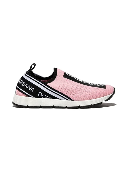 Кроссовки в стиле носков с логотипом Dolce & Gabbana Kids pink