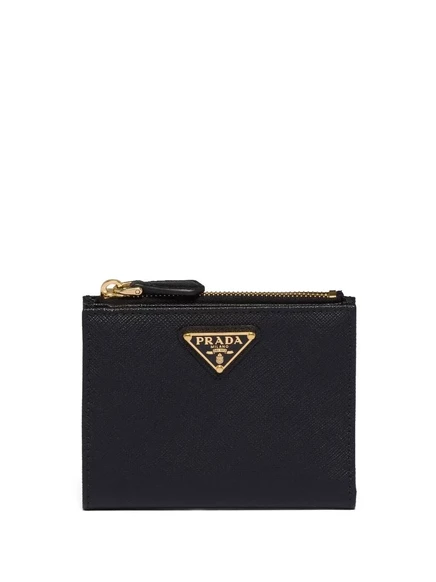 Кошелек из сафьяновой кожи с треугольным логотипом Prada black