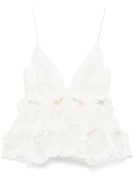 ZIMMERMANN crush-кружевной многоярусный топ white