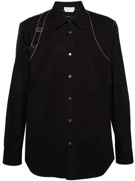 Хлопчатобумажная рубашка Alexander McQueen с декоративной строчкой  black