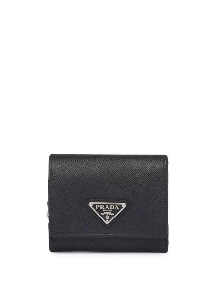 Кожаный бумажник с треугольным логотипом Prada black
