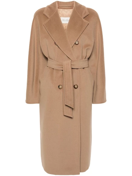 Женское двубортное пальто Max Mara Madame с поясом, верблюжий