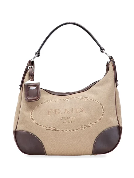Холщовая сумка Canapa с логотипом Prada, бывшая в употреблении в 2013-2025 годах brown