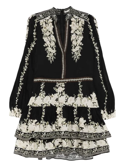 Женское мини-платье Alice & Olivia Valencia с ярусной юбкой, черное