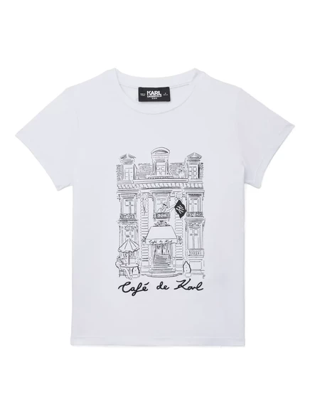Детская футболка Karl Lagerfeld Kids Karl Café, белая