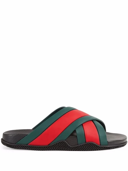 Женские шлепанцы Gucci с лентой Web, красные