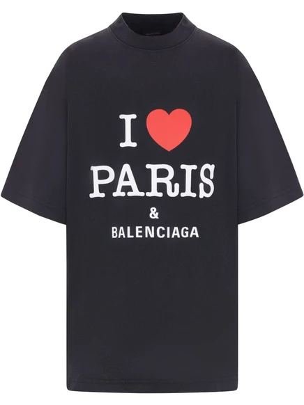 Футболка Balenciaga I Love Paris & Balenciaga black