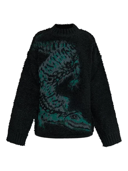Женский свитер Lacoste с крокодилом, черный