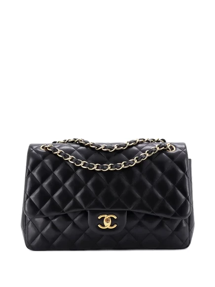Женская стеганая сумка CHANEL Double Flap Jumbo, черная