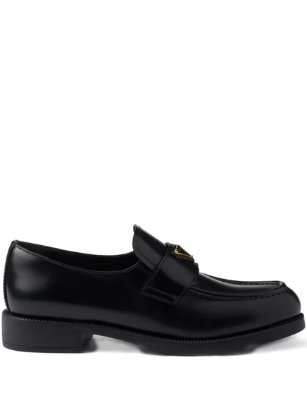 Кожаные мокасины с треугольным логотипом Prada black