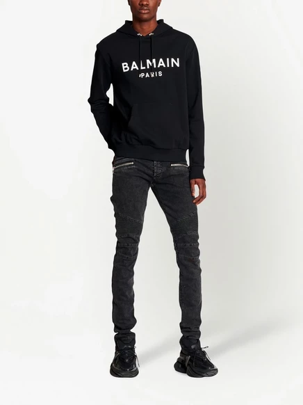 Мужская худи Balmain с логотипом, черная