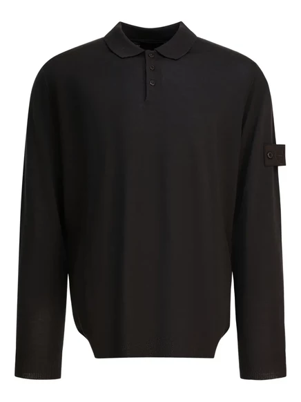Мужская рубашка-поло Stone Island с нашивкой, черная