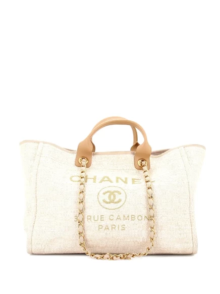 Женская сумка CHANEL Pre-Owned Deauville из рафии, золотая
