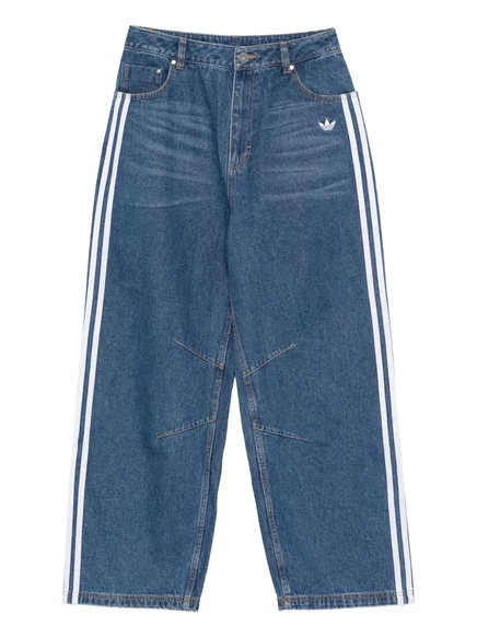 Женские широкие джинсы Adidas в полоску, синие