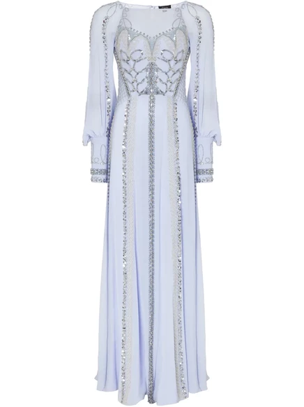 Макси-платье Temperley London с длинным рукавом blue