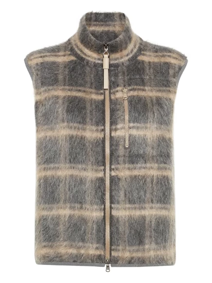 Женский жилет Brunello Cucinelli в клетку, серый