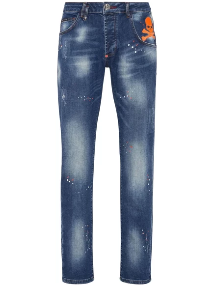 Мужские джинсы Philipp Plein Skull прямые, голубые